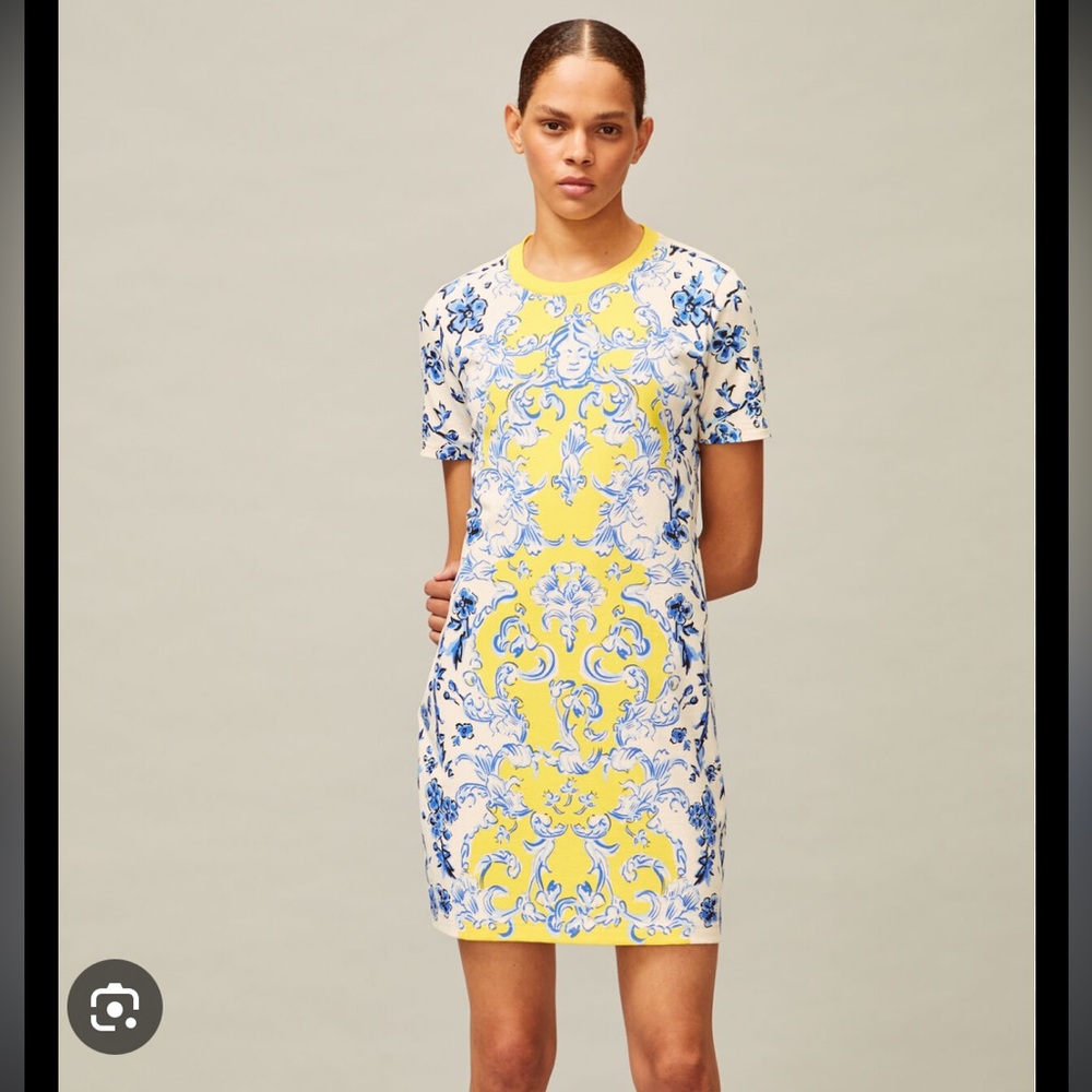 Tory Burch Printed Tshirt Dress Crew Neck Mini